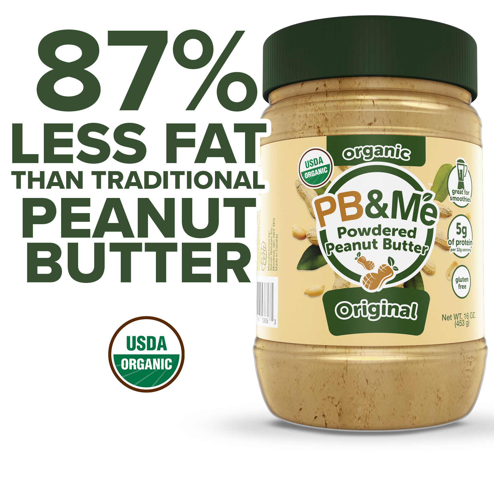 Organic Powdered Peanut Butter - Original (1LB)