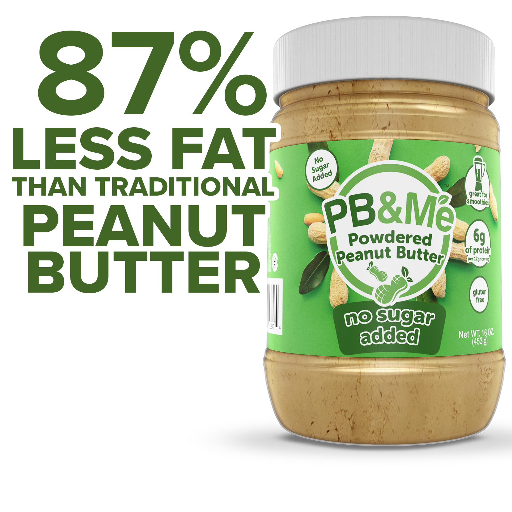 PB&Me - Powdered Peanut Butter - No Sugar Added (1LB)
