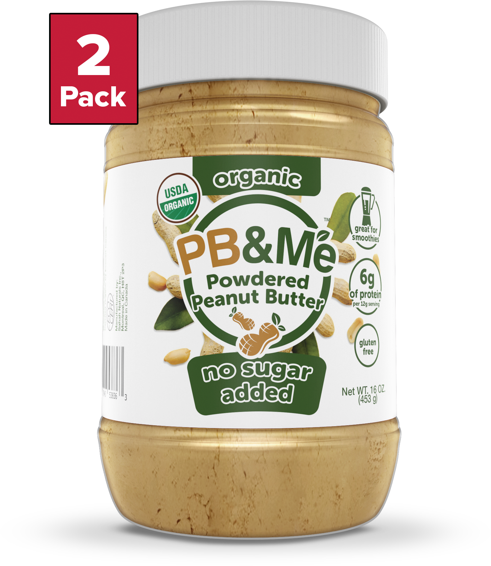 Organic Powdered Peanut Butter - No Sugar Added (1LB)