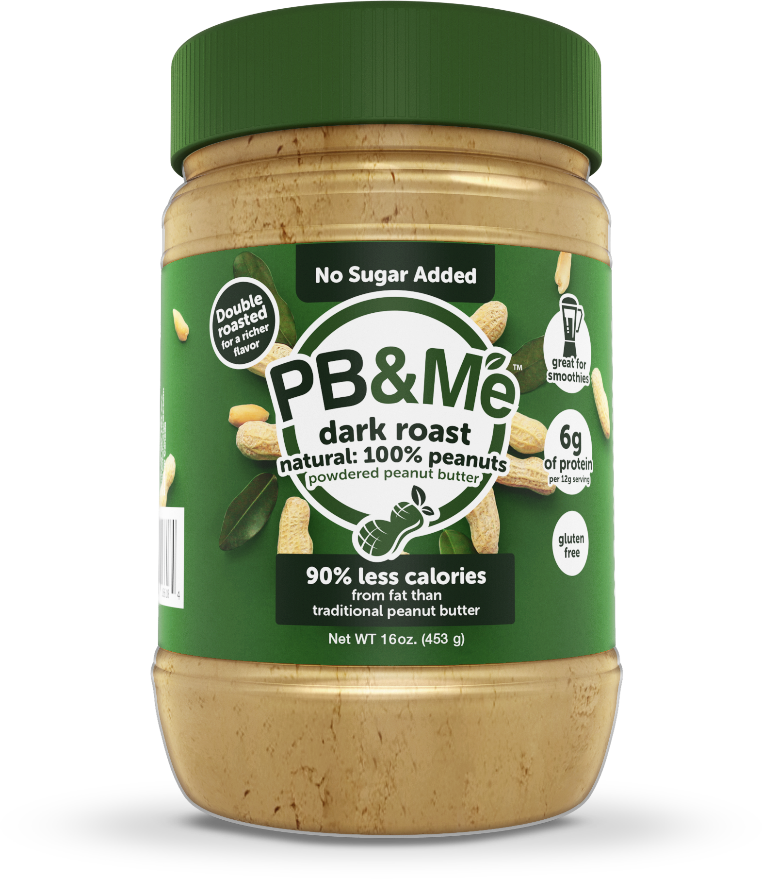 PB&Me - Powdered Peanut Butter - Dark Roast - No Sugar Added (1LB)